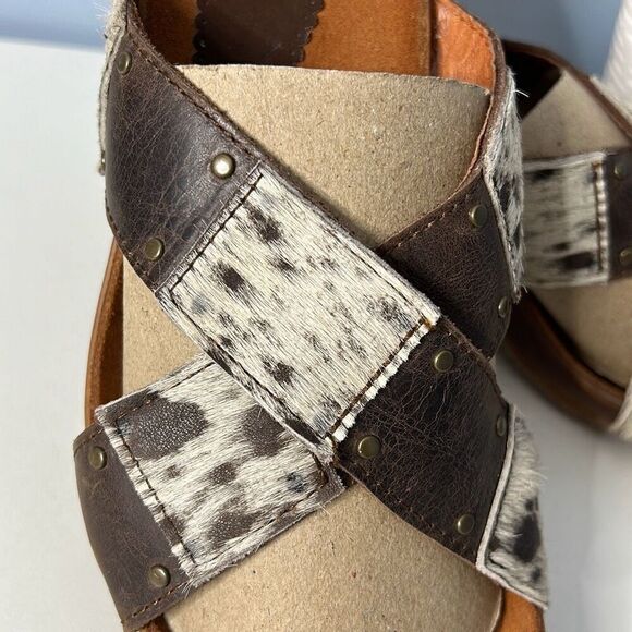 Romus Vegan Leather Cow print sandal Heels sz 8 - Picture 2 of 7